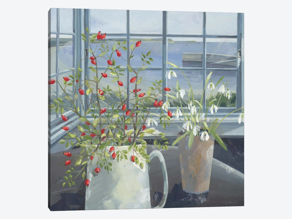Rose Hips And Snowdrops by Claire Henley 1-piece Canvas Art