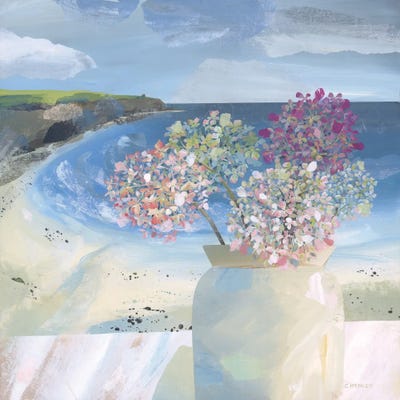 Hydrangeas At The Hidden Hut by Claire Henley framed canvas print