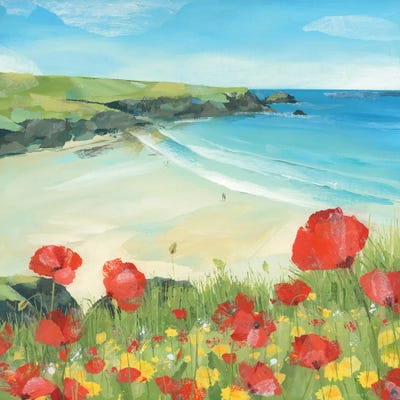 Polly Joke Beach by Claire Henley framed canvas print