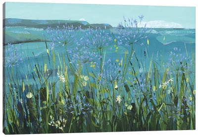 Summer Blues, Gerrans Bay Canvas Art Print - Cottagecore Goes Coastal
