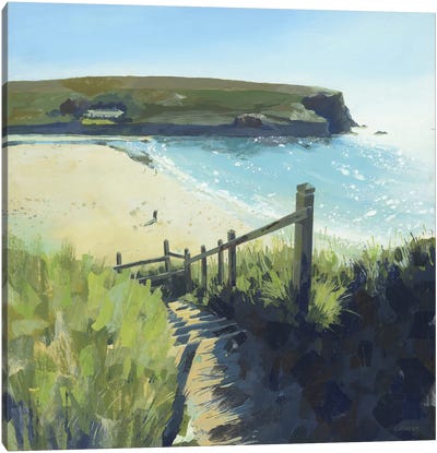 Steps To The Beach, Mawgan Porth Canvas Art Print - Claire Henley
