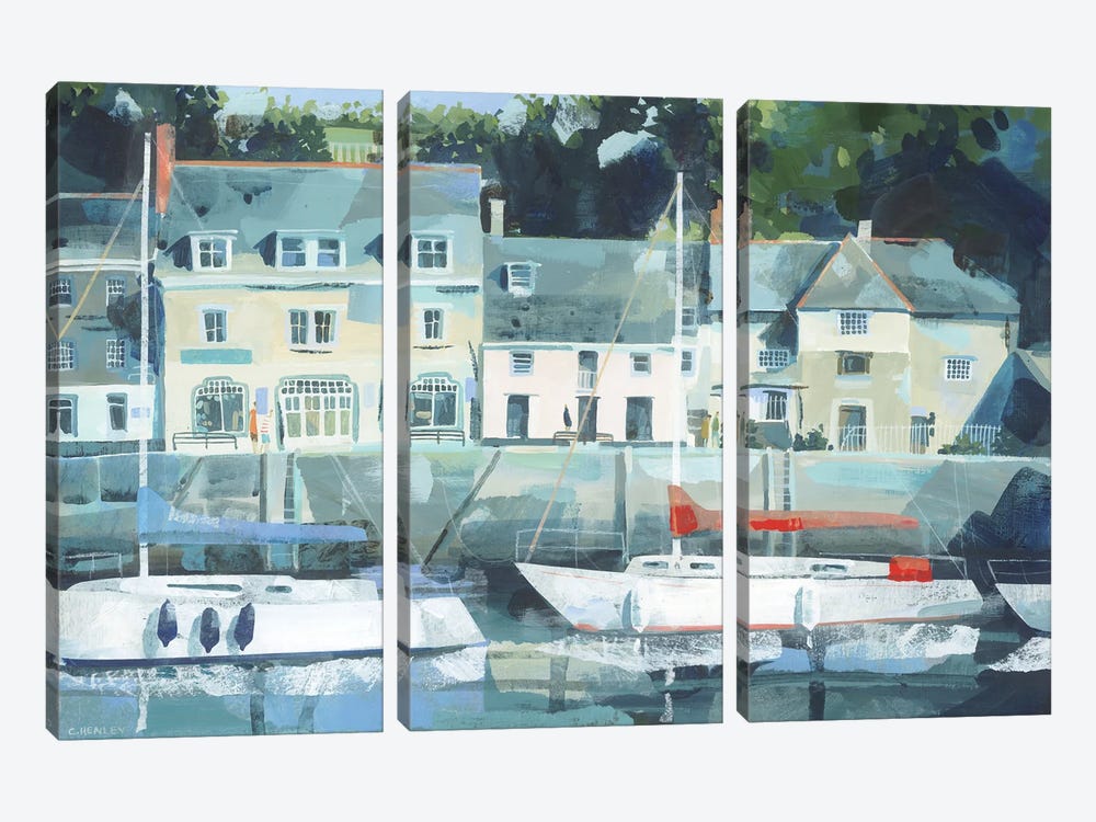 Moored Yachts, Padstow by Claire Henley 3-piece Canvas Artwork