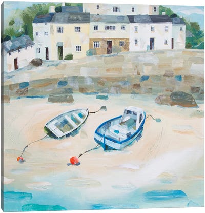 Two Boats On The Sand Canvas Art Print - Claire Henley