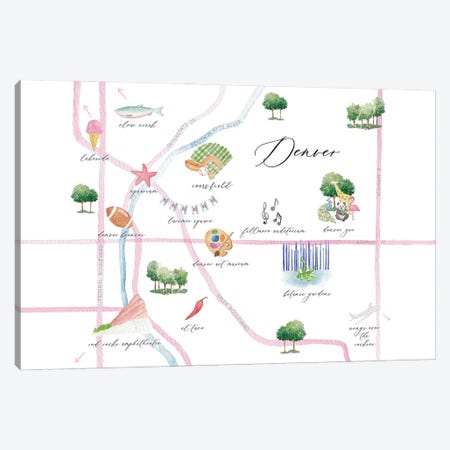 Denver Colorado Map Canvas Print #HYD15} by Sarah Hayden Art Print