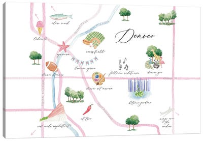 Denver Colorado Map Canvas Art Print - Travel Journal