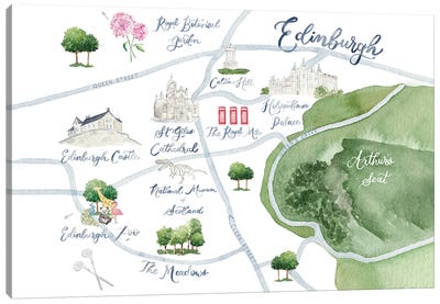 Edinburgh Scotland Map Canvas Art Print - Travel Journal