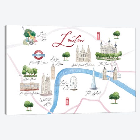 London England Map Canvas Print #HYD21} by Sarah Hayden Art Print