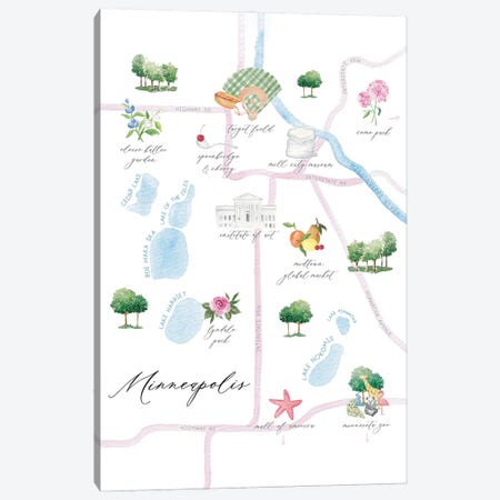 Minneapolis Minnesota Map Canvas Print #HYD26} by Sarah Hayden Canvas Art