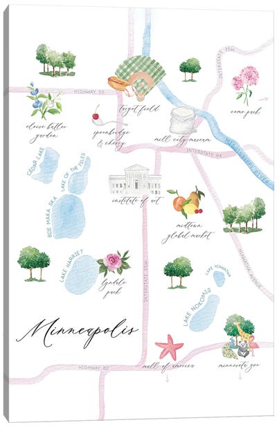 Minneapolis Minnesota Map Canvas Art Print - Minneapolis