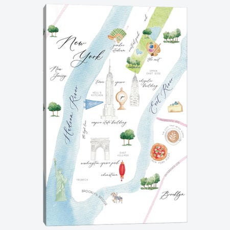 New York City Map Canvas Print #HYD30} by Sarah Hayden Canvas Artwork