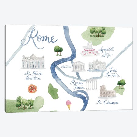 Rome Italy Map Canvas Print #HYD36} by Sarah Hayden Canvas Print