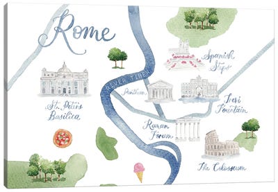 Rome Italy Map Canvas Art Print - Sarah Hayden
