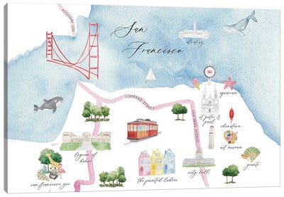 San Francisco California Map Canvas Art Print - San Francisco Maps