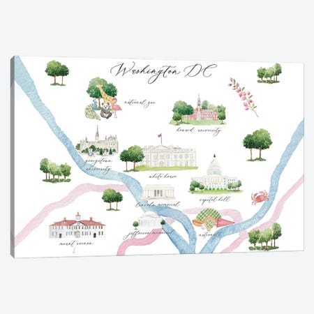 Washington DC Map Canvas Print #HYD41} by Sarah Hayden Art Print