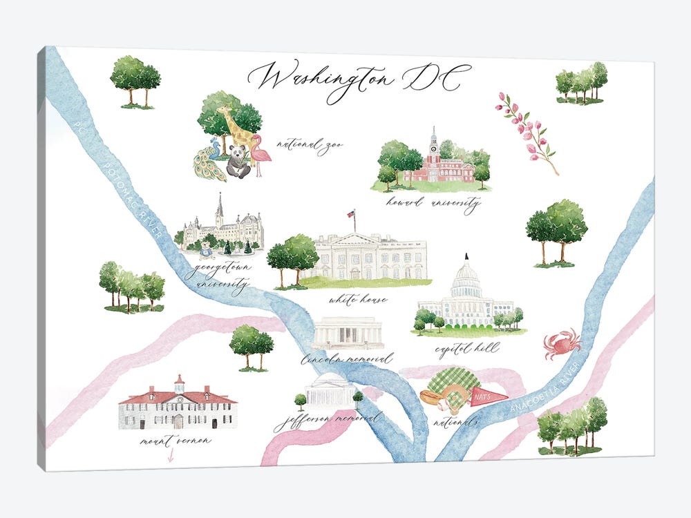 Washington DC Map by Sarah Hayden 1-piece Art Print