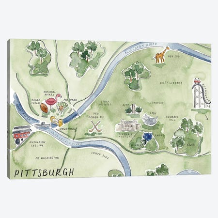 Pittsburgh PA Map Canvas Print #HYD48} by Sarah Hayden Art Print