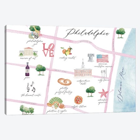 Philadelphia Pennsylvania Map Canvas Print #HYD49} by Sarah Hayden Canvas Print