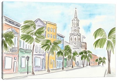 Broad Street In Charleston, South Carolina Canvas Art Print - Sarah Hayden
