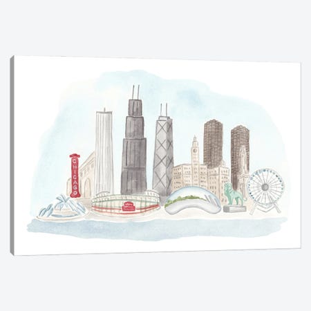 Chicago Skyline Canvas Print #HYD59} by Sarah Hayden Canvas Art