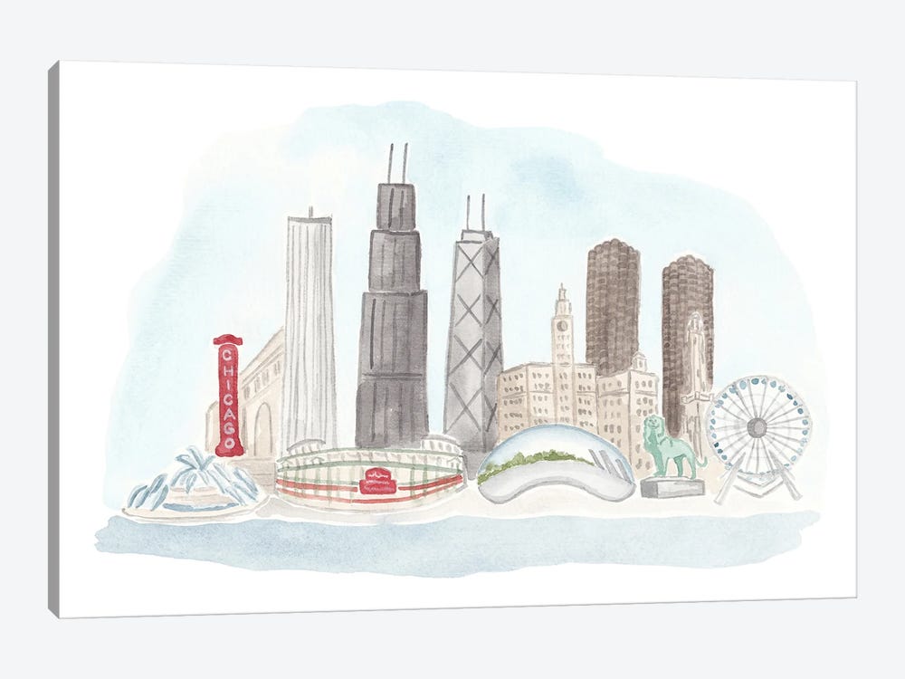 Chicago Skyline by Sarah Hayden 1-piece Canvas Art