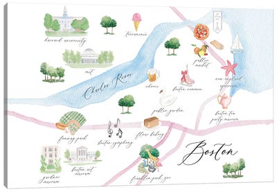 Boston Massachusetts Map Canvas Art Print - Sarah Hayden