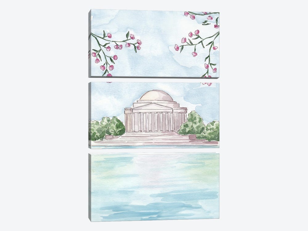 Jefferson Memorial, Washington DC by Sarah Hayden 3-piece Canvas Wall Art