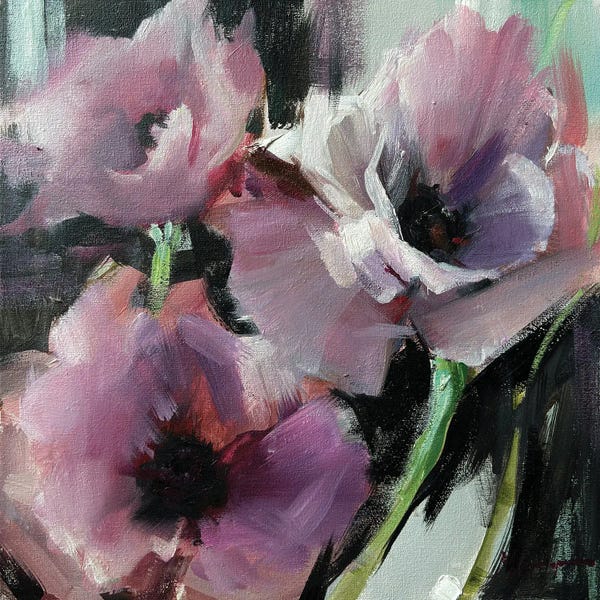 Maryna Hryhorenko: Three Peonies by Maryna Hryhorenko