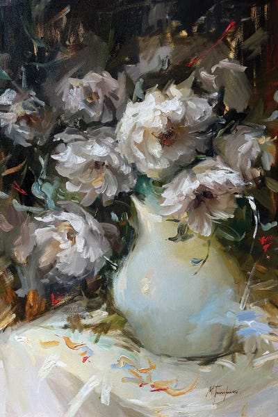 Maryna Hryhorenko: Peonies In A Vase by Maryna Hryhorenko
