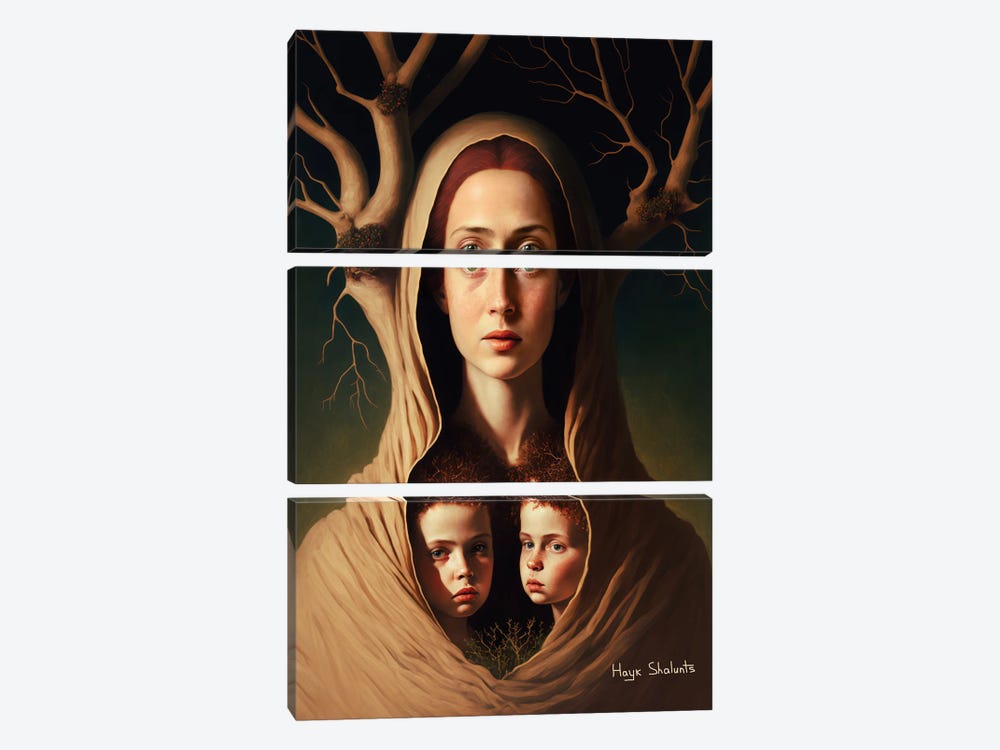 Mother Portrait by Hayk Shalunts 3-piece Canvas Wall Art