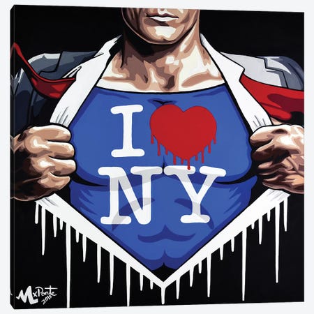 Heroes Love NY Canvas Print #HYL13} by Hybrid Life Art Canvas Wall Art
