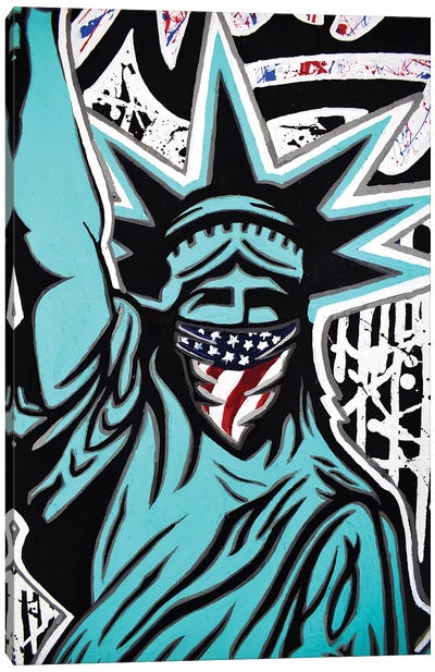 Lady Liberty Bandana Canvas Art Print - Hybrid Life Art
