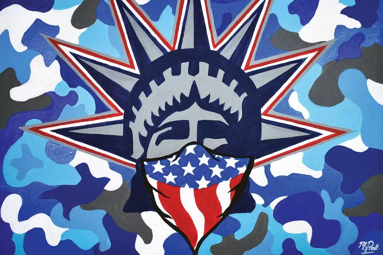 Lady Liberty Bandana Blue Camo by Hybrid Life Art wall art