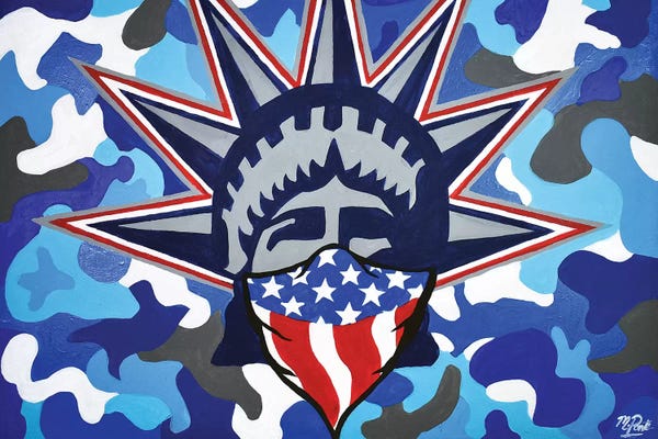 Hybrid Life Art: Lady Liberty Bandana Blue Camo by Hybrid Life Art