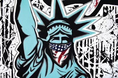 Lady Liberty Bandana Landscape by Hybrid Life Art framed wall art