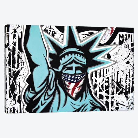 Lady Liberty Bandana Landscape Canvas Print #HYL17} by Hybrid Life Art Art Print