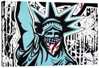 Lady Liberty Bandana Landscape Canvas Art Print - Hybrid Life Art
