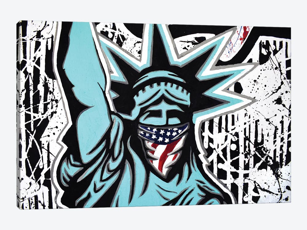 Lady Liberty Bandana Landscape by Hybrid Life Art 1-piece Canvas Print