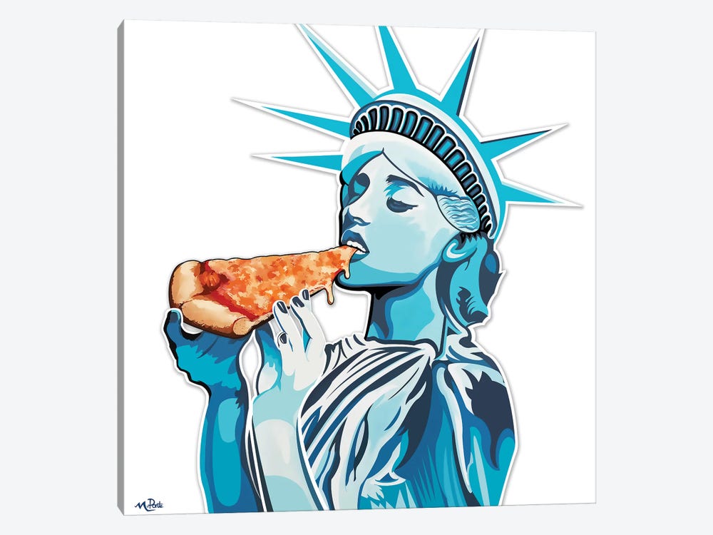 Liberty Pizza White Square by Hybrid Life Art 1-piece Canvas Print