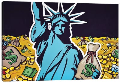 Liberty With Gold Canvas Art Print - Hybrid Life Art