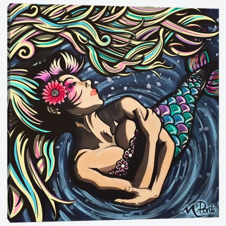 Mermaid Love Canvas Print #HYL21} by Hybrid Life Art Canvas Print