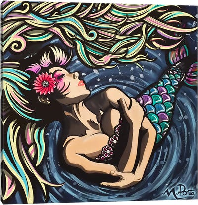 Mermaid Love Canvas Art Print - Hybrid Life Art