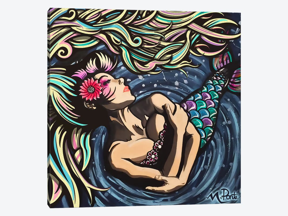Mermaid Love by Hybrid Life Art 1-piece Canvas Wall Art