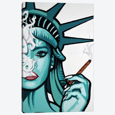 Rihanna Smoke Half Face Canvas Print #HYL26} by Hybrid Life Art Canvas Art