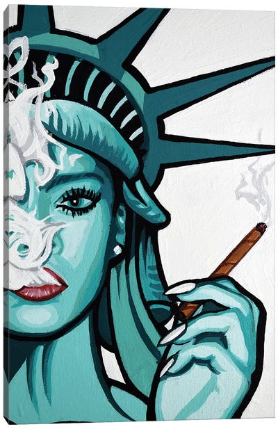 Rihanna Smoke Half Face Canvas Art Print - Hybrid Life Art