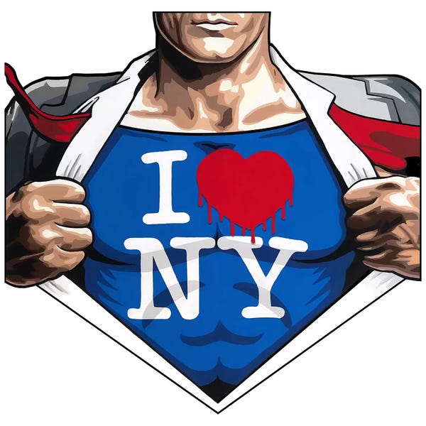 Hybrid Life Art: Superheros Love NY White Back by Hybrid Life Art