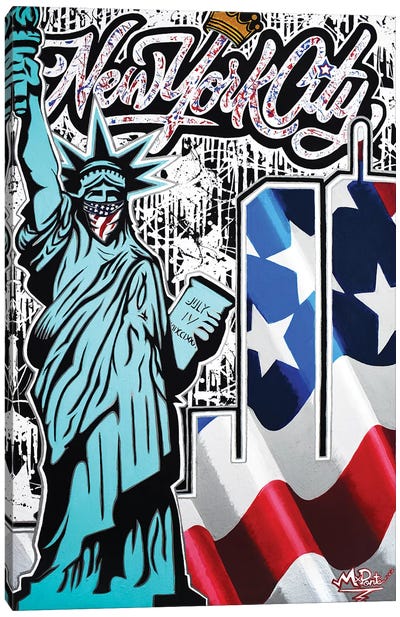 Twin Towers X Liberty NYC Canvas Art Print - Sculpture & Statue Art