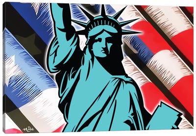Waving Liberty Canvas Art Print - Sculpture & Statue Art