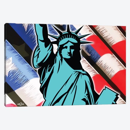 Waving Liberty Canvas Print #HYL32} by Hybrid Life Art Canvas Wall Art