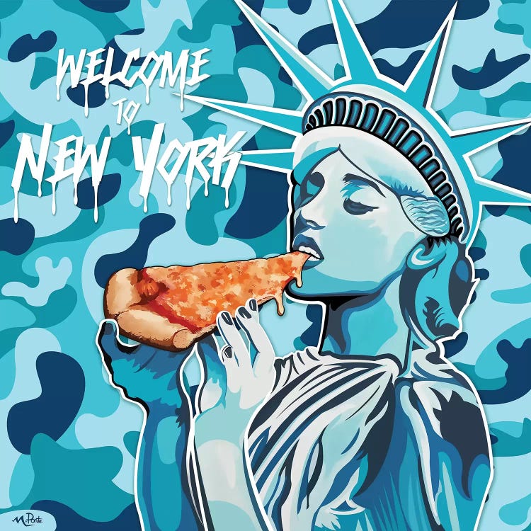 Welcome To NY - Liberty Pizza Blue Camo Square