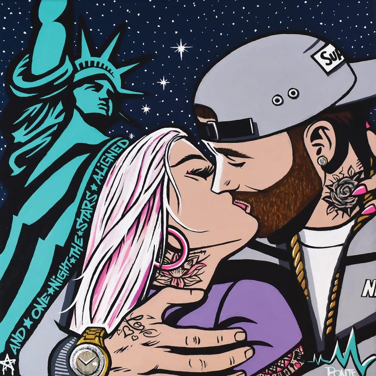 Midnight Ferry Love by Hybrid Life Art wall art